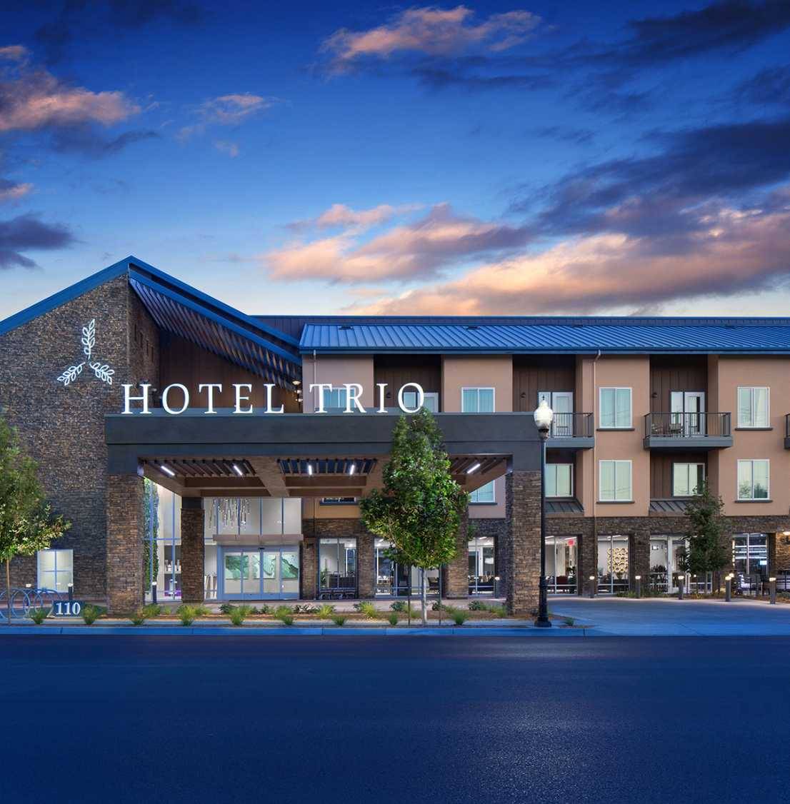 An exterior view of Hotel Trio Healdsburg
