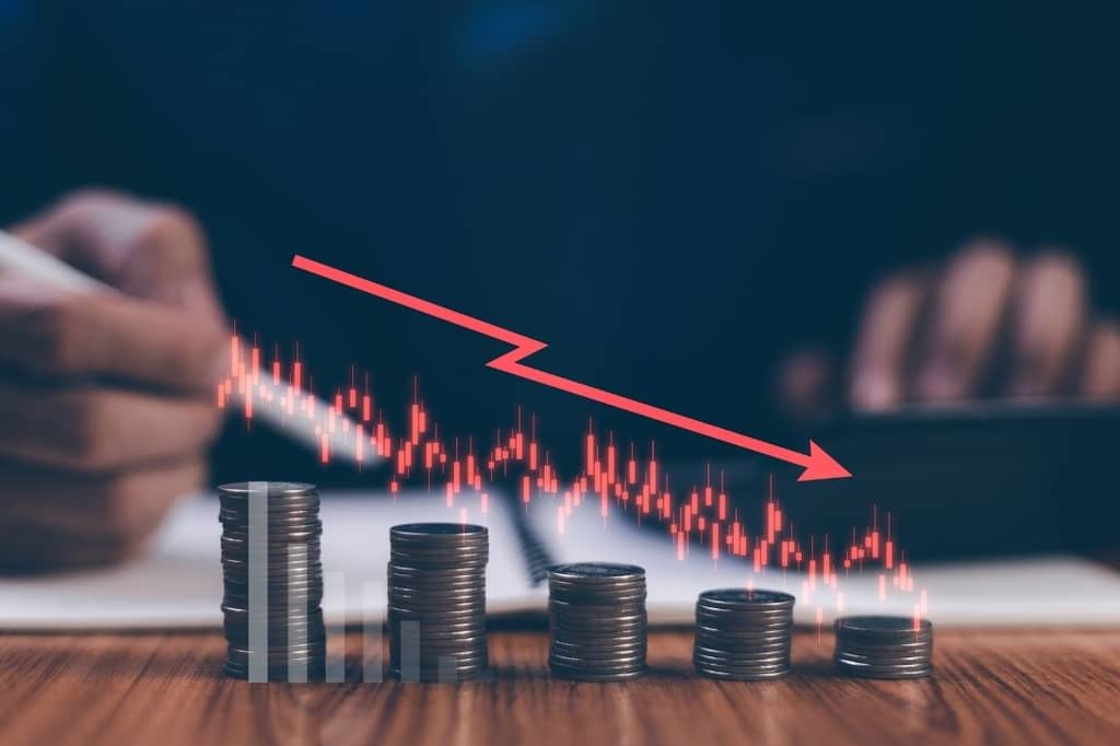 Declining financial graph chart