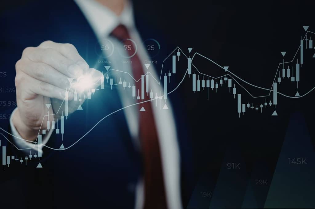 A business man analyzing market trends