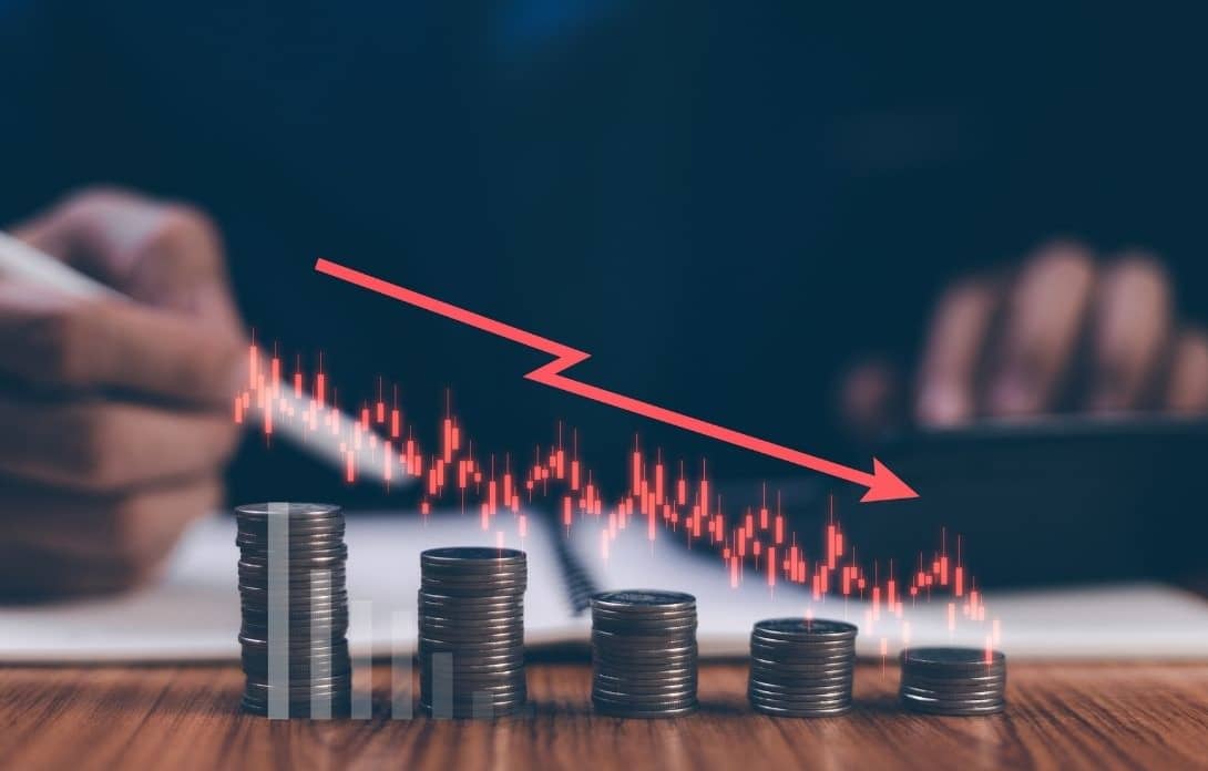 Declining financial graph chart