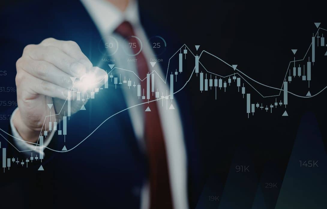 A business man analyzing market trends