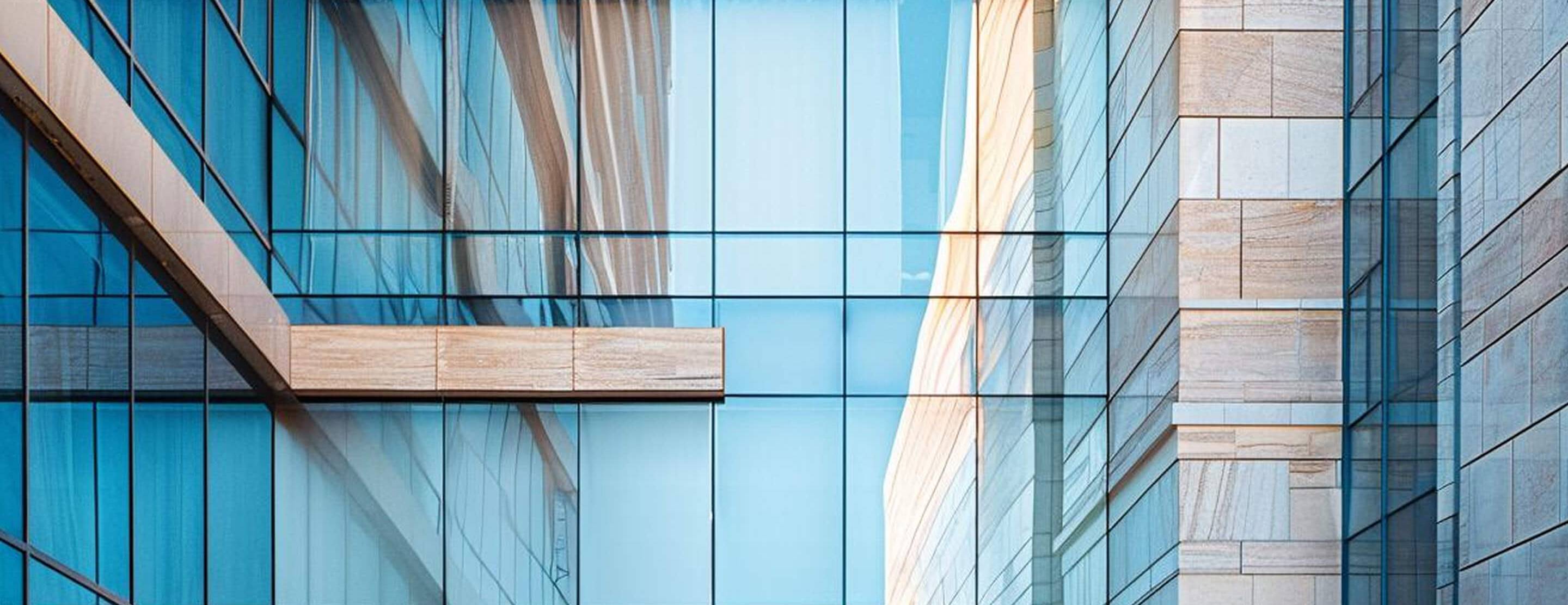 An abstract shot of city building through a window