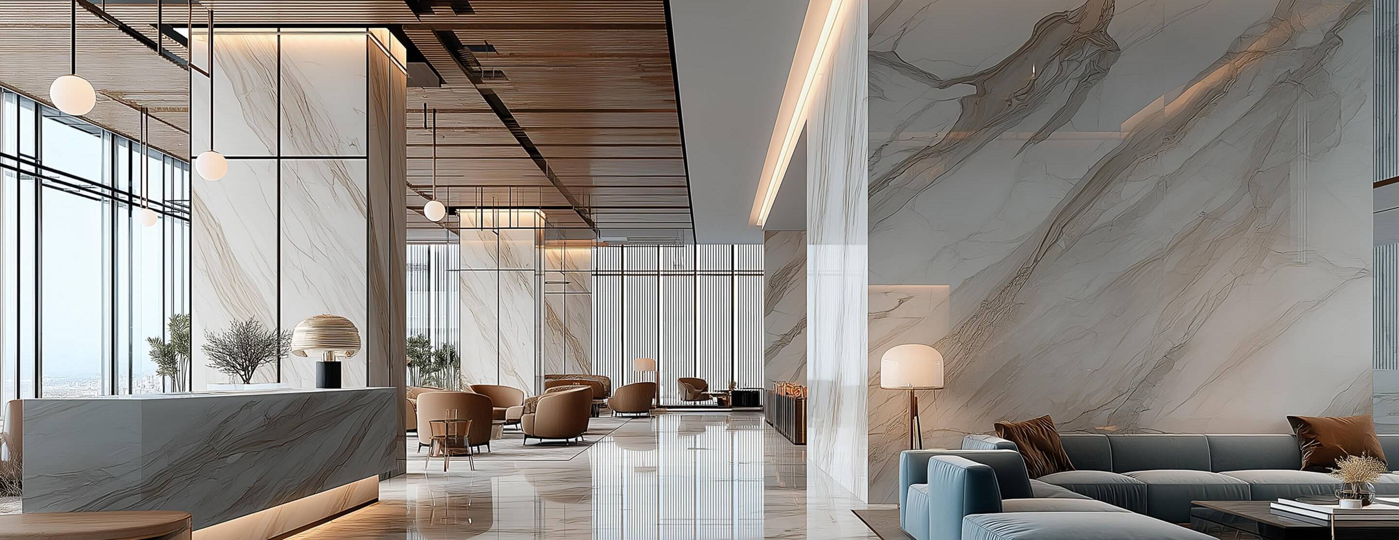 A modern hotel lobby